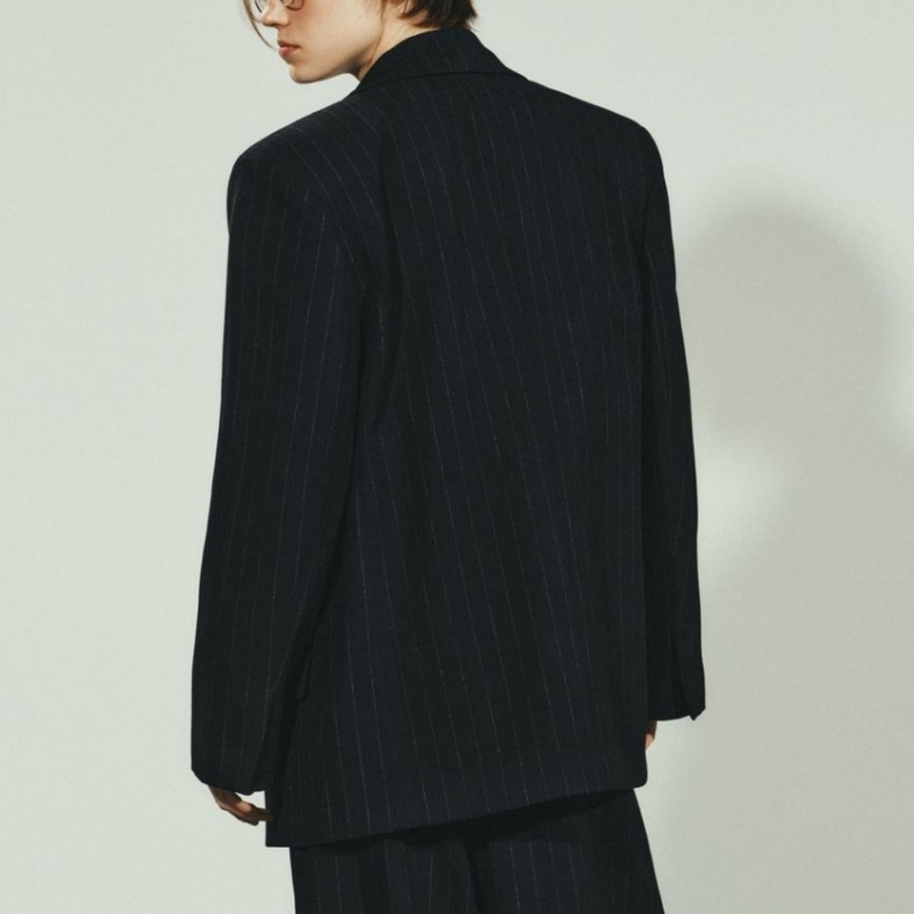 ZARA PINSTRIPE OVERSIZED BLAZER WITH POCKETS SIZE M - Picture 6 of 14